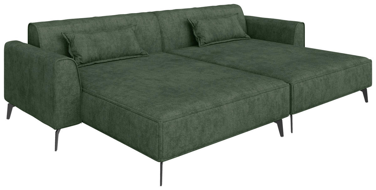 BIGSOFA  in Chenille Grün  - Hellbraun/Schwarz, MODERN, Textil/Metall (300/80/190cm) - Carryhome