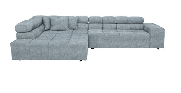 ECKSOFA  in Velours Hellblau  213/317 cm  - Schwarz/Grau, Design, Kunststoff/Textil (213/317cm) - Hom`in