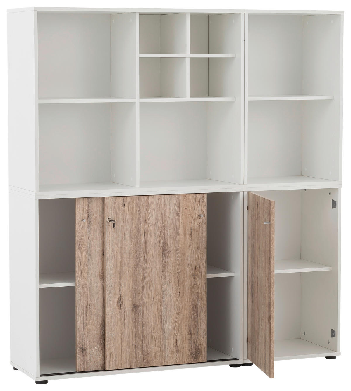 AKTENSCHRANK Weiß  - Wildeiche/Weiß, MODERN, Holzwerkstoff (165,2/151/41cm) - MID.YOU