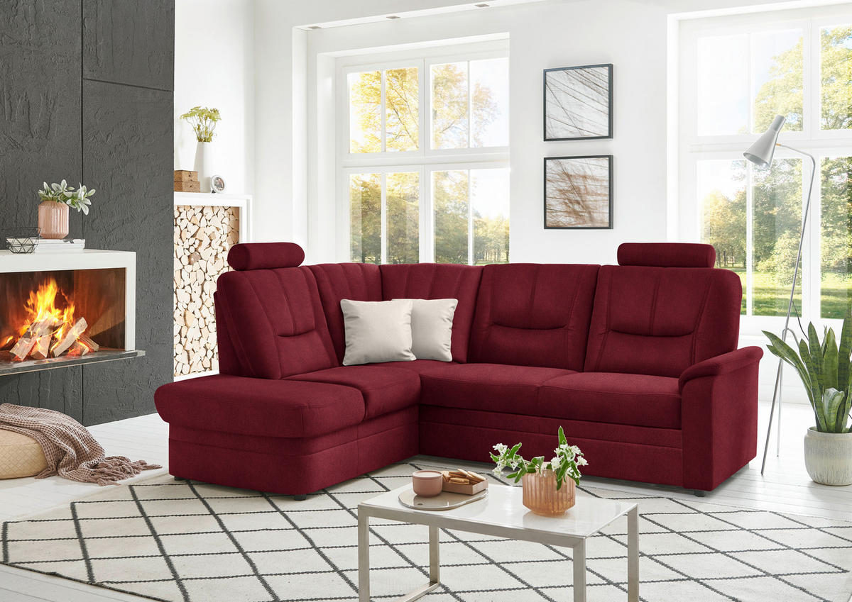 ECKSOFA  in Chenille Rot  185/235 cm  - Rot/Schwarz, KONVENTIONELL, Kunststoff/Textil (185/235cm) - Beldomo Comfort