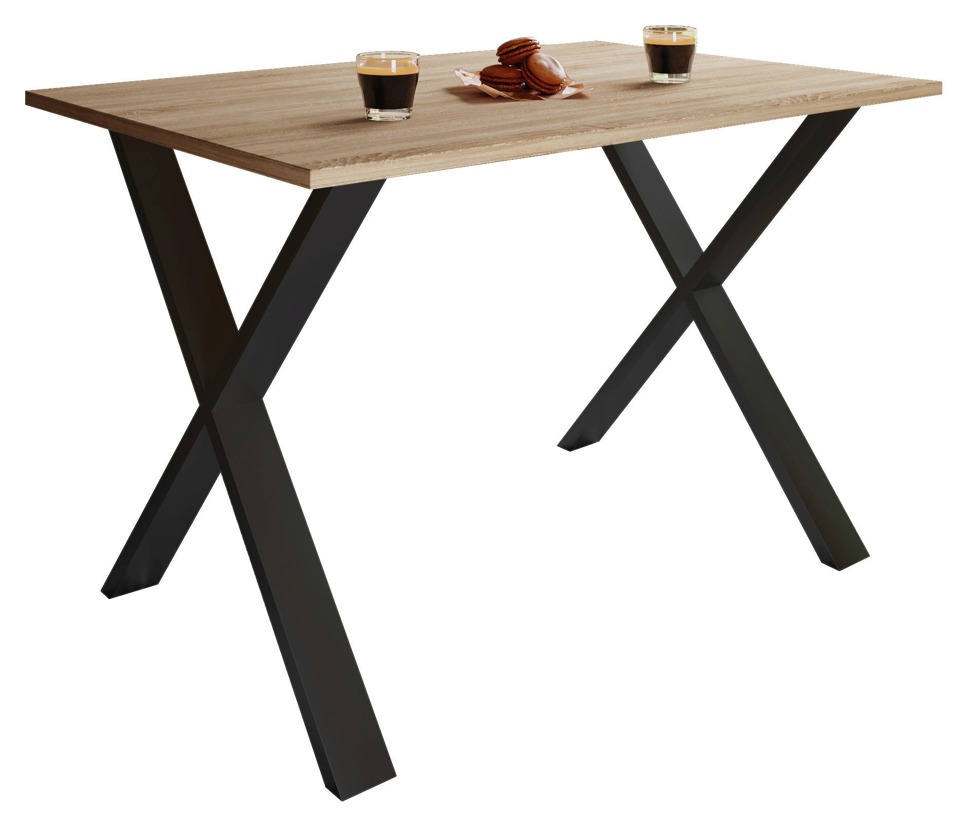 ESSTISCH rechteckig Schwarz, Sonoma Eiche  - Schwarz/Sonoma Eiche, Basics, Holzwerkstoff/Metall (80cm) - MID.YOU