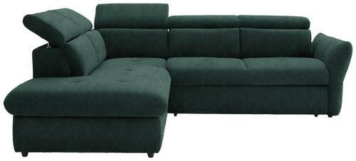 ECKSOFA in Velours Dunkelgrün  224/254 cm  - Dunkelgrün/Schwarz, Design, Kunststoff/Textil (224/254cm) - Stylife