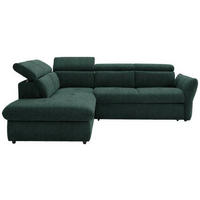ECKSOFA in Velours Dunkelgrün  224/254 cm  - Dunkelgrün/Schwarz, Design, Kunststoff/Textil (224/254cm) - Stylife