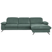 ECKSOFA  Echtleder Opal  - Opal/Schwarz, Design, Leder/Metall (307/169cm) - Beldomo Premium