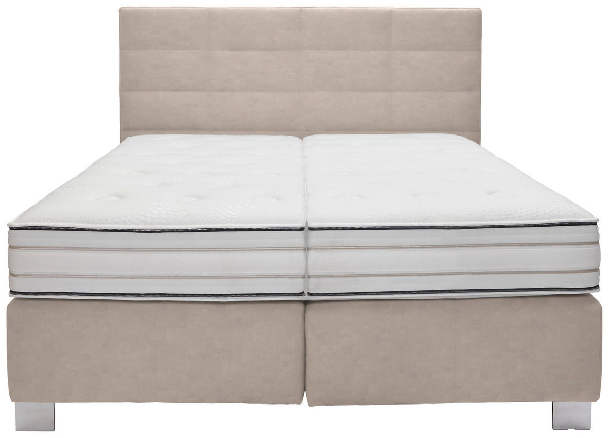 BOXSPRINGBETT 180/200 cm  in Beige  - Beige/Alufarben, Konventionell, Holzwerkstoff/Textil (180/200cm) - Dieter Knoll