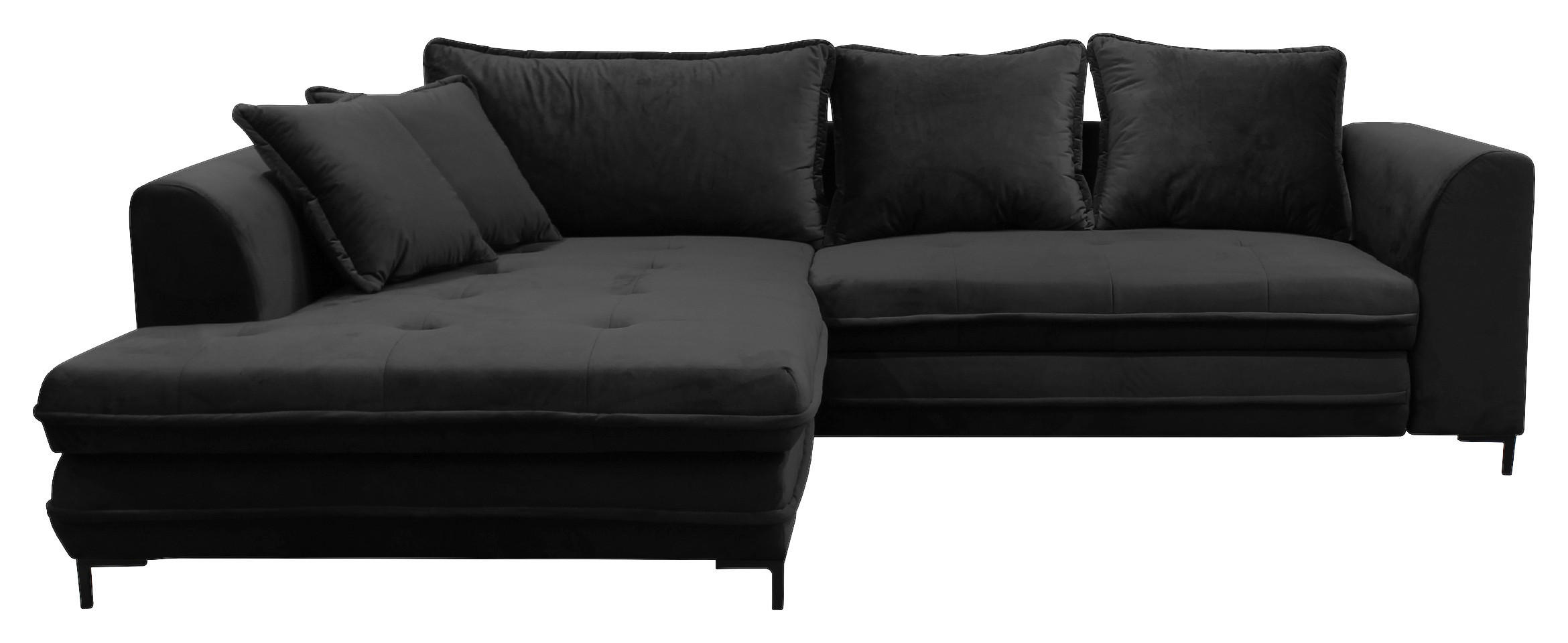 ECKSOFA Schwarz Velours  - Beige/Schwarz, Design, Textil/Metall (187/277cm) - Livetastic