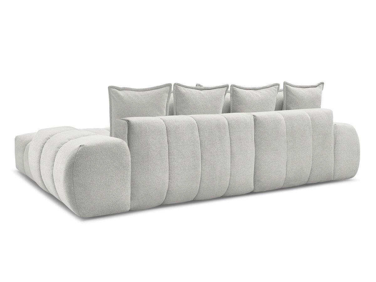 ECKSCHLAFSOFA EVEREST  mit Rücken echt, Armteil links, Armteil rechts Flachgewebe Hellgrau  - Hellgrau/Schwarz, MODERN, Kunststoff/Textil (318/180cm) - Livetastic