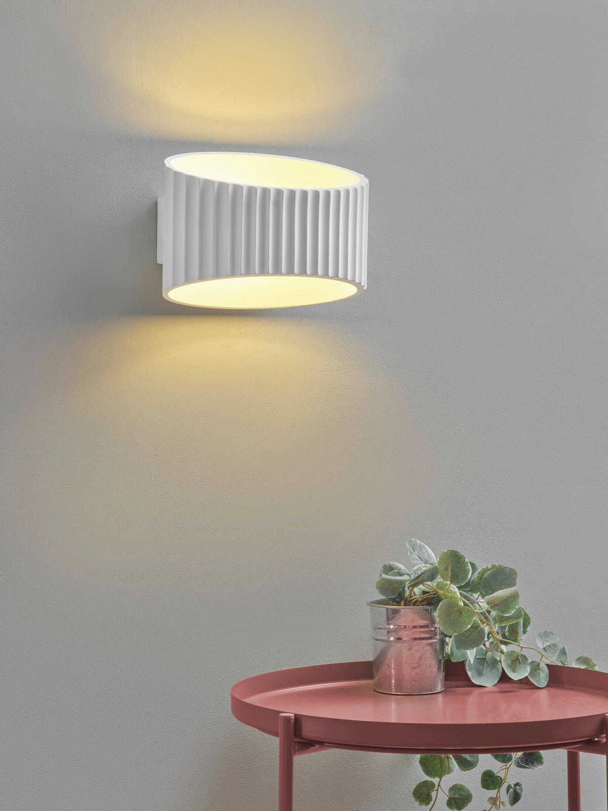 WANDLEUCHTE 34.5/13.6/18 cm   - Weiß, Basics, Stein (34.5/13.6/18cm) - Osram