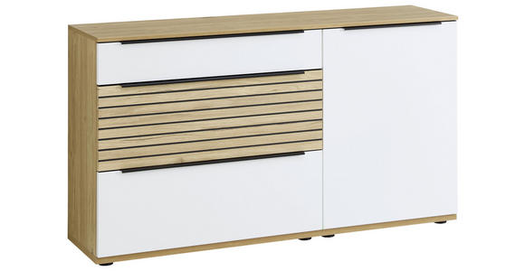 SIDEBOARD Weiß, Eichefarben  150/85/40 cm  - Eichefarben/Schwarz, KONVENTIONELL, Holzwerkstoff/Kunststoff (150/85/40cm) - Venda