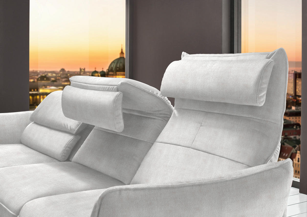 ECKSOFA in Velours Creme  - Creme/Schwarz, Design, Textil/Metall (153/283cm) - Valdera