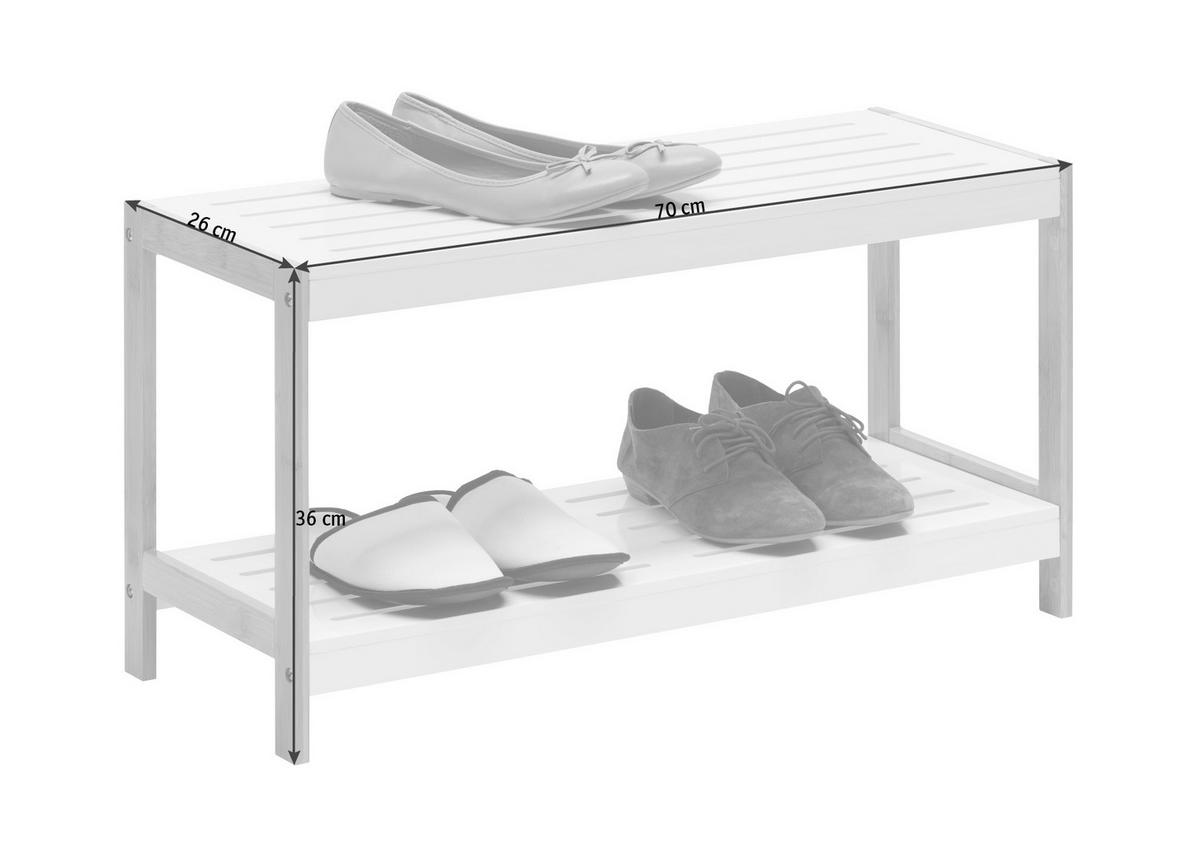 SCHUHREGAL Bambus massiv Braun, Weiß  - Braun/Weiß, Design, Holz/Holzwerkstoff (70/36/26cm) - Xora