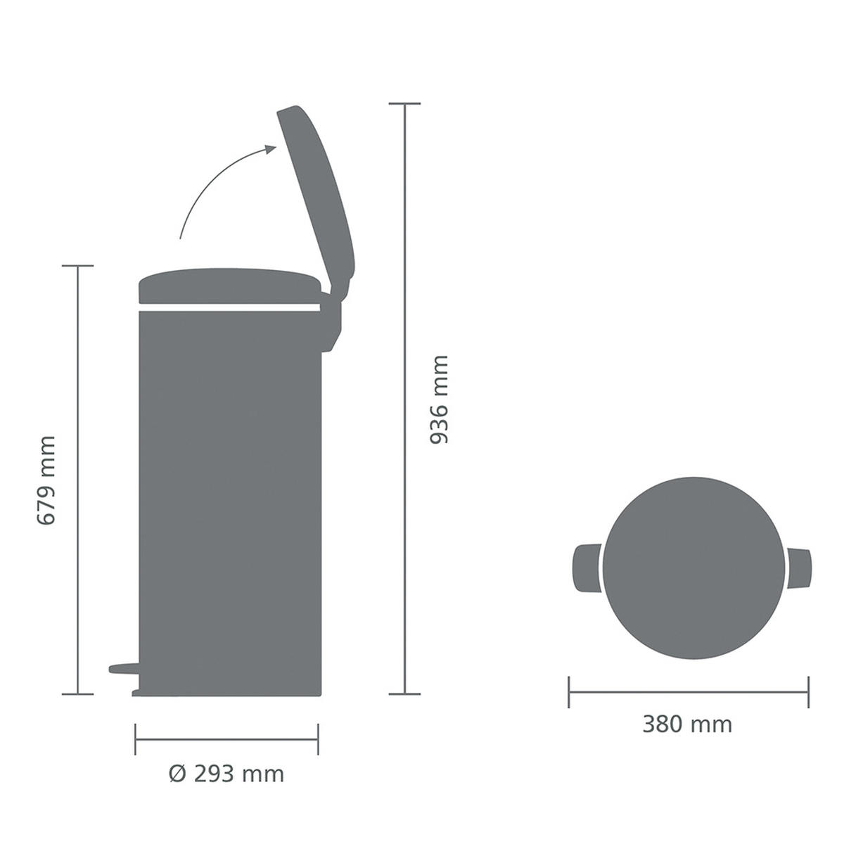 ABFALLEIMER 30 l  Metall  - Weiß, Design, Kunststoff/Metall (29,3/67,9/38cm) - Brabantia