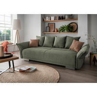 BIGSOFA in Chenille Dunkelgrün  - Chromfarben/Dunkelgrün, Modern, Kunststoff/Textil (242/71/90/131cm) - Livetastic