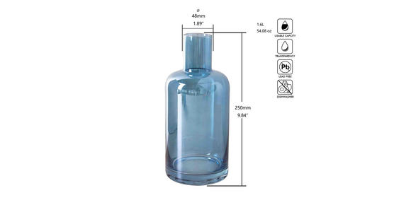 WASSERKARAFFE 1,5 L    - Blau, Trend, Glas (11/25cm) - Novel