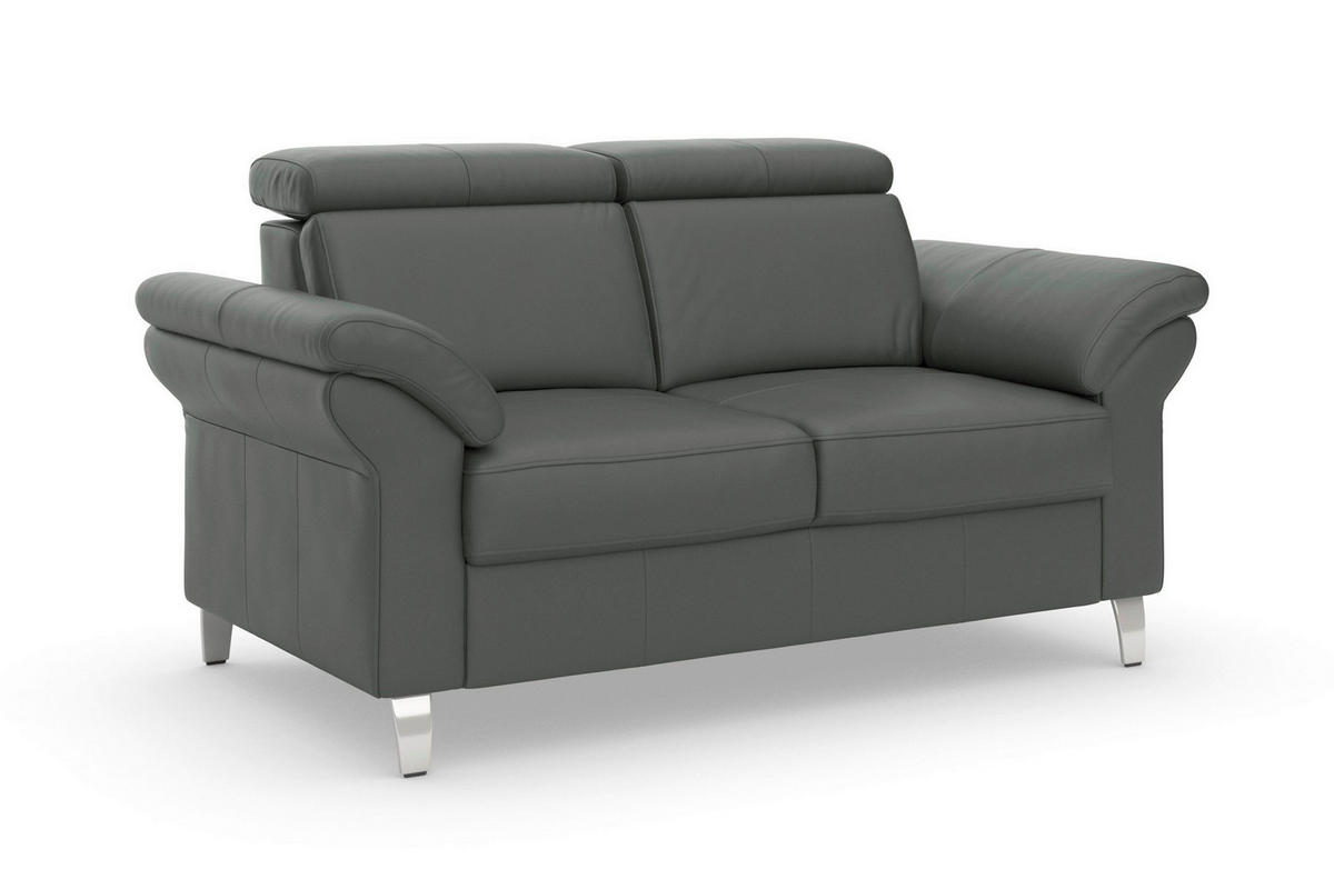 2-SITZER-SOFA Echtleder Anthrazit  - Chromfarben/Anthrazit, Basics, Leder/Textil (156/84/93cm) - Sit & More