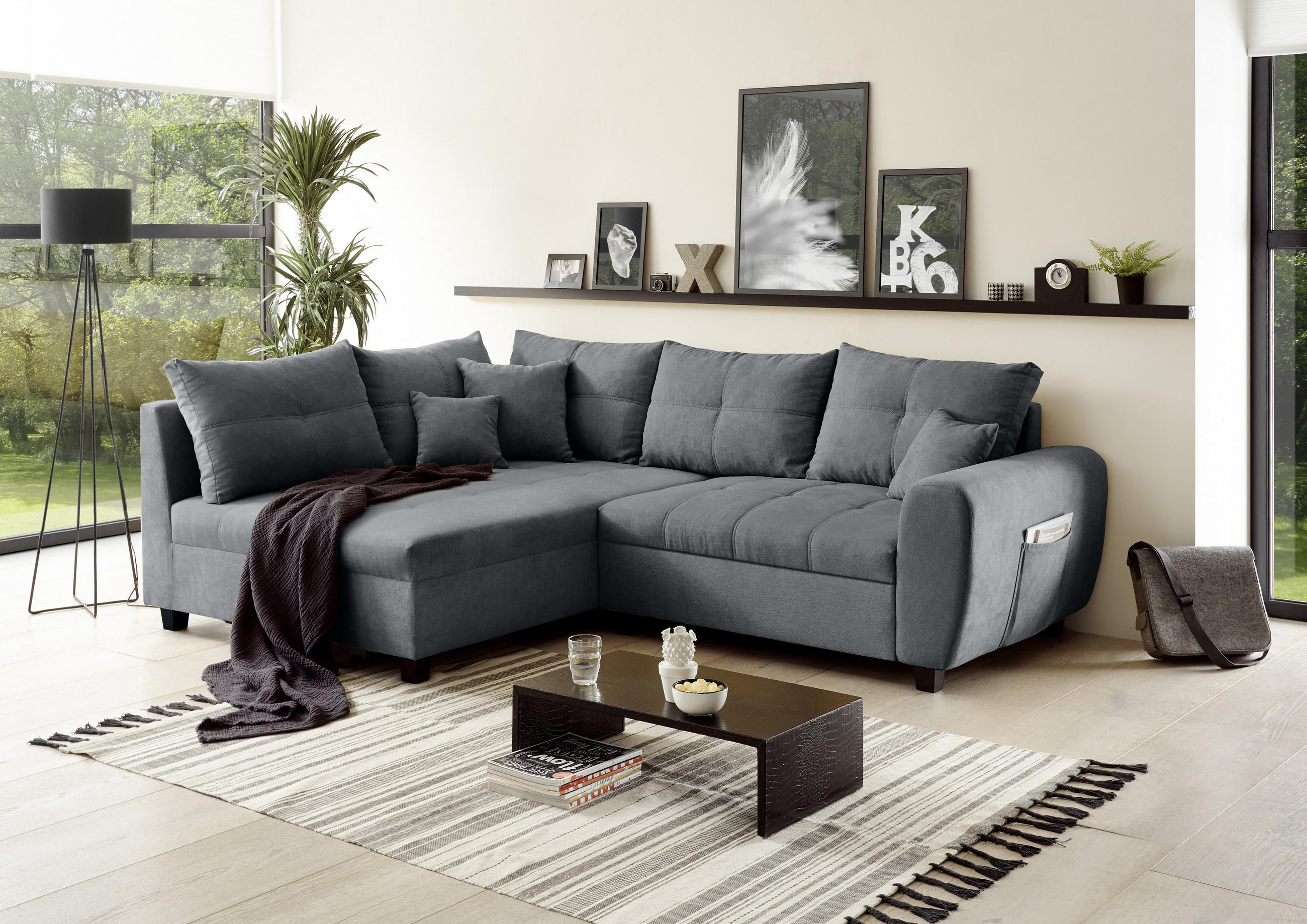 SAROKKANAPÉ textil antracit  - antracit, Basics, faalapú anyag/textil (176/248cm) - MID.YOU