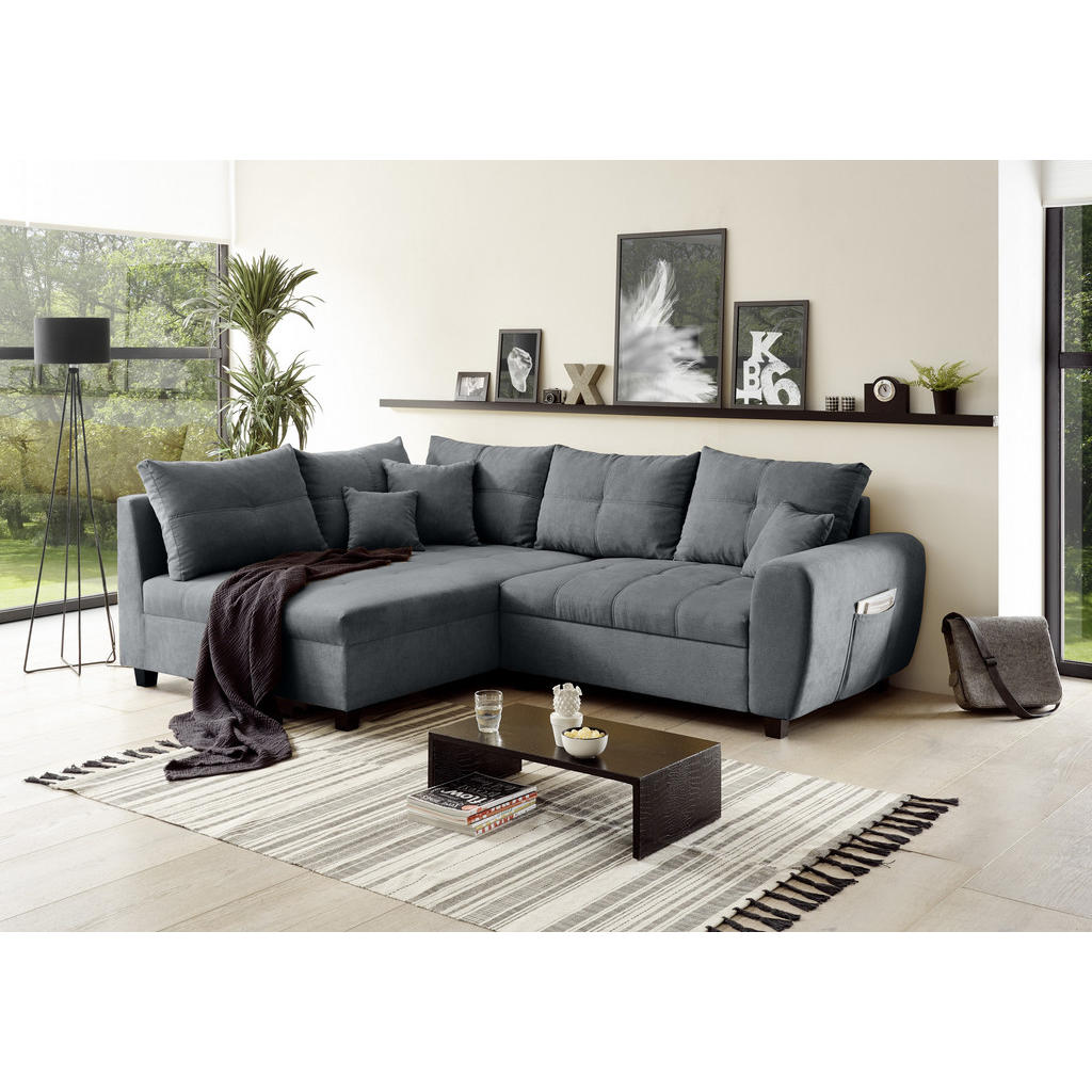 Thumbnail - Mid.you Ecksofa, Anthrazit, Textil, Ottomane links, L-Form, 248x176 cm, Schlafen auf Sitzhöhe, Wohnzimmer, Sofas & Couch...