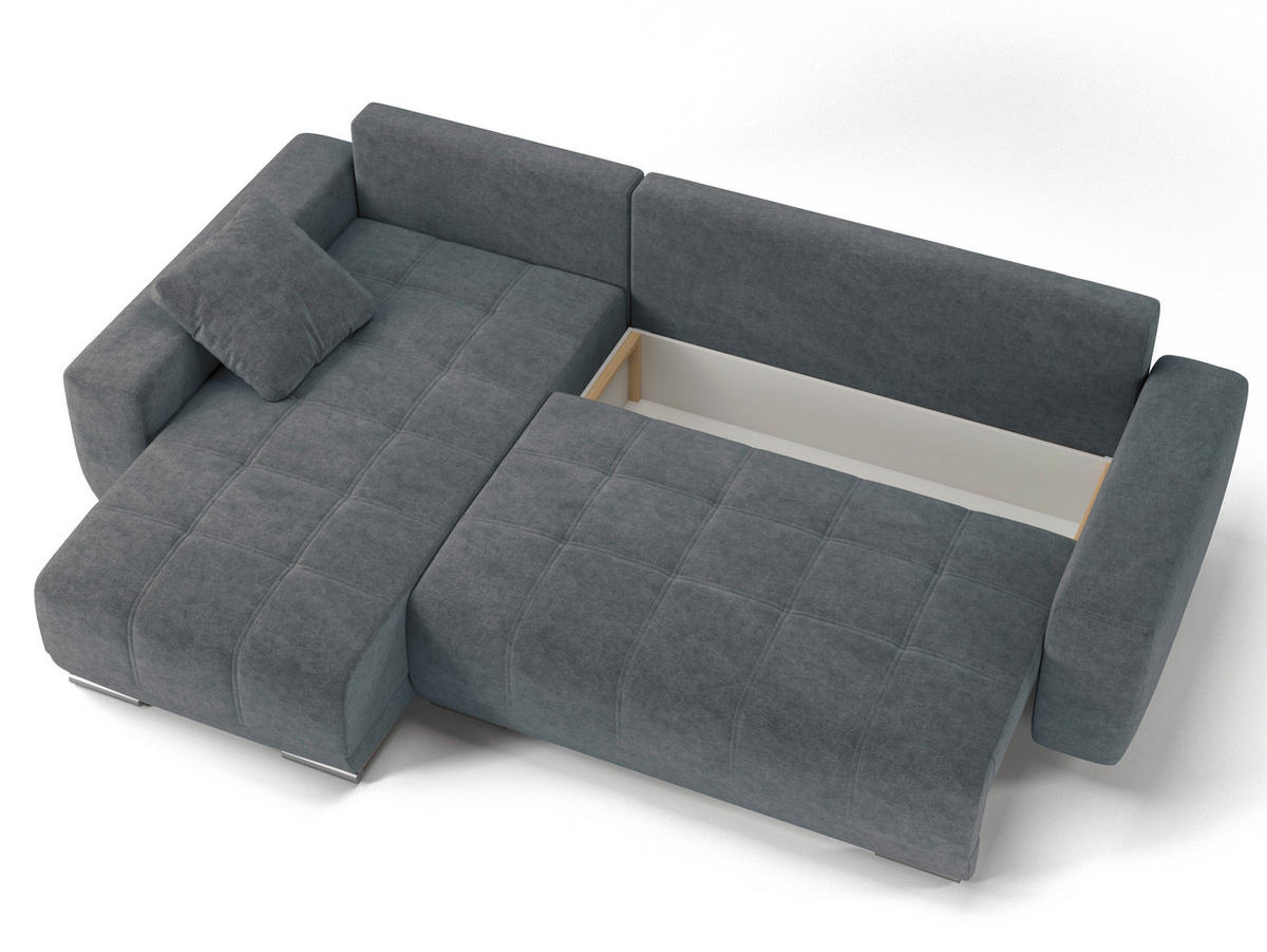 ECKSOFA LOPEZ in Flachgewebe Dunkelgrau  - Dunkelgrau/Silberfarben, Design, Kunststoff/Textil (190/296cm) - MID.YOU