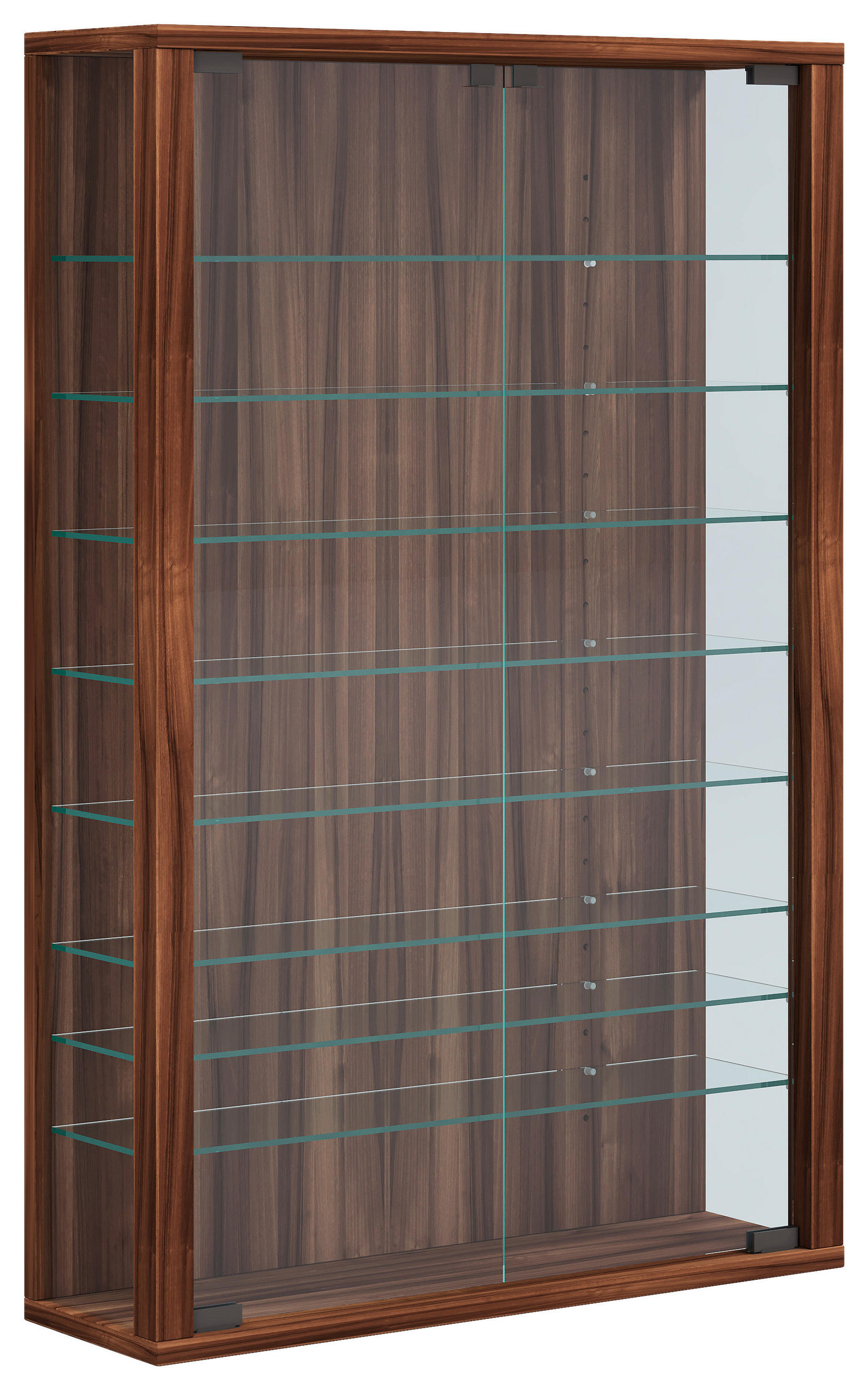 VITRINE Vitrosa in Nussbaumfarben  - Nussbaumfarben/Schwarz, Design, Glas/Holzwerkstoff (59/91/18cm) - MID.YOU