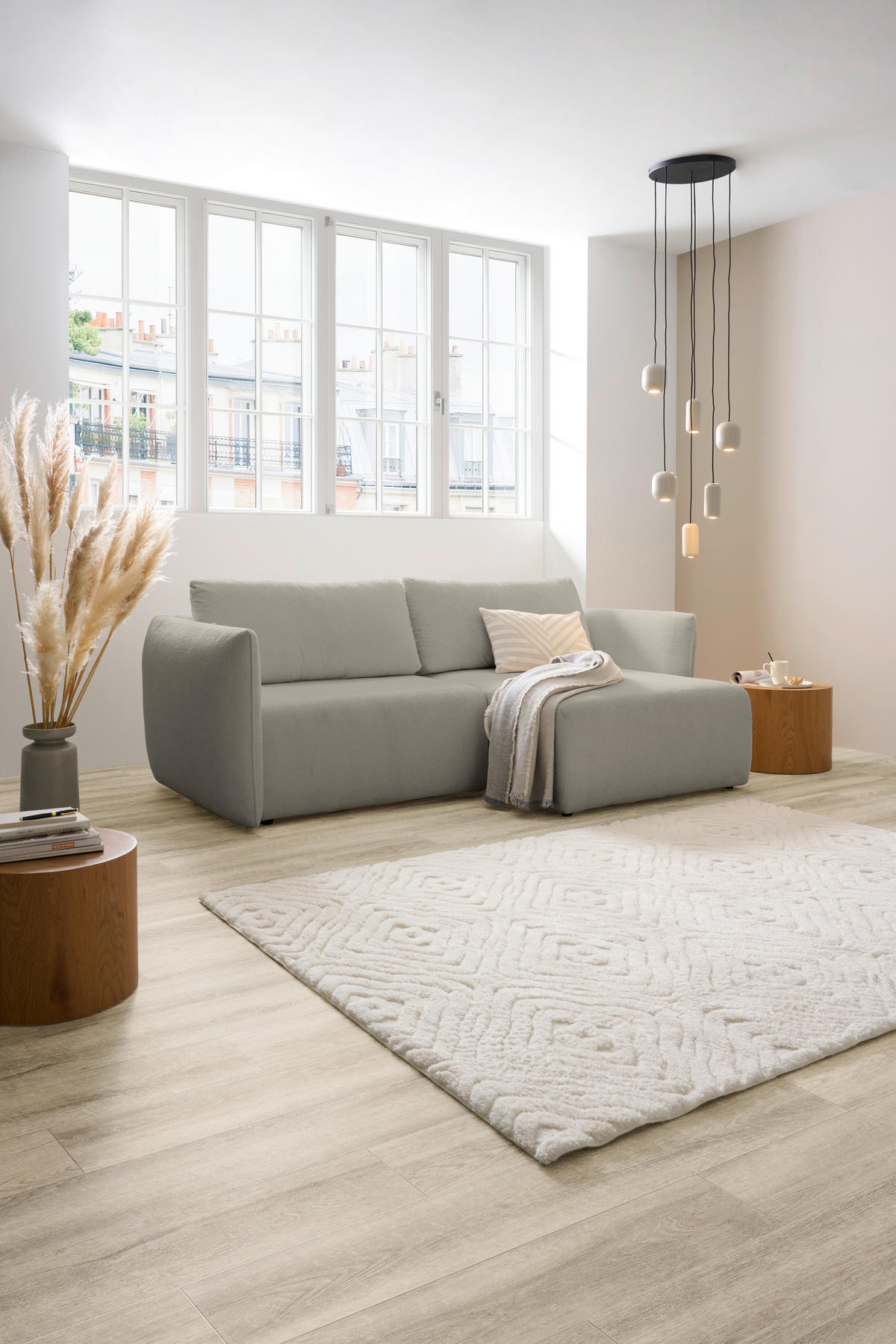 ECKSOFA Beige Jersey  - Beige/Schwarz, KONVENTIONELL, Kunststoff/Textil (238/148cm) - Carryhome