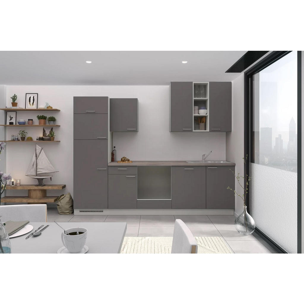 Küchenzeile Win ohne Geräte B: 280 cm Anthrazit