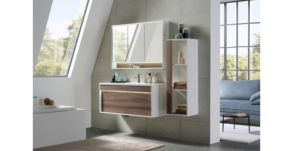 BADEZIMMER  in 120 cm  - Nussbaumfarben/Weiß, KONVENTIONELL, Glas/Holzwerkstoff (120cm) - Voleo