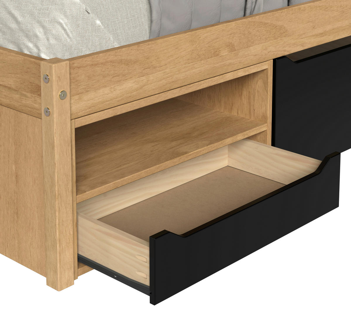 STAURAUMBETT 90/200 cm  Naturfarben, Schwarz   - Schwarz/Naturfarben, Modern, Holz/Holzwerkstoff (90/200cm) - P & B