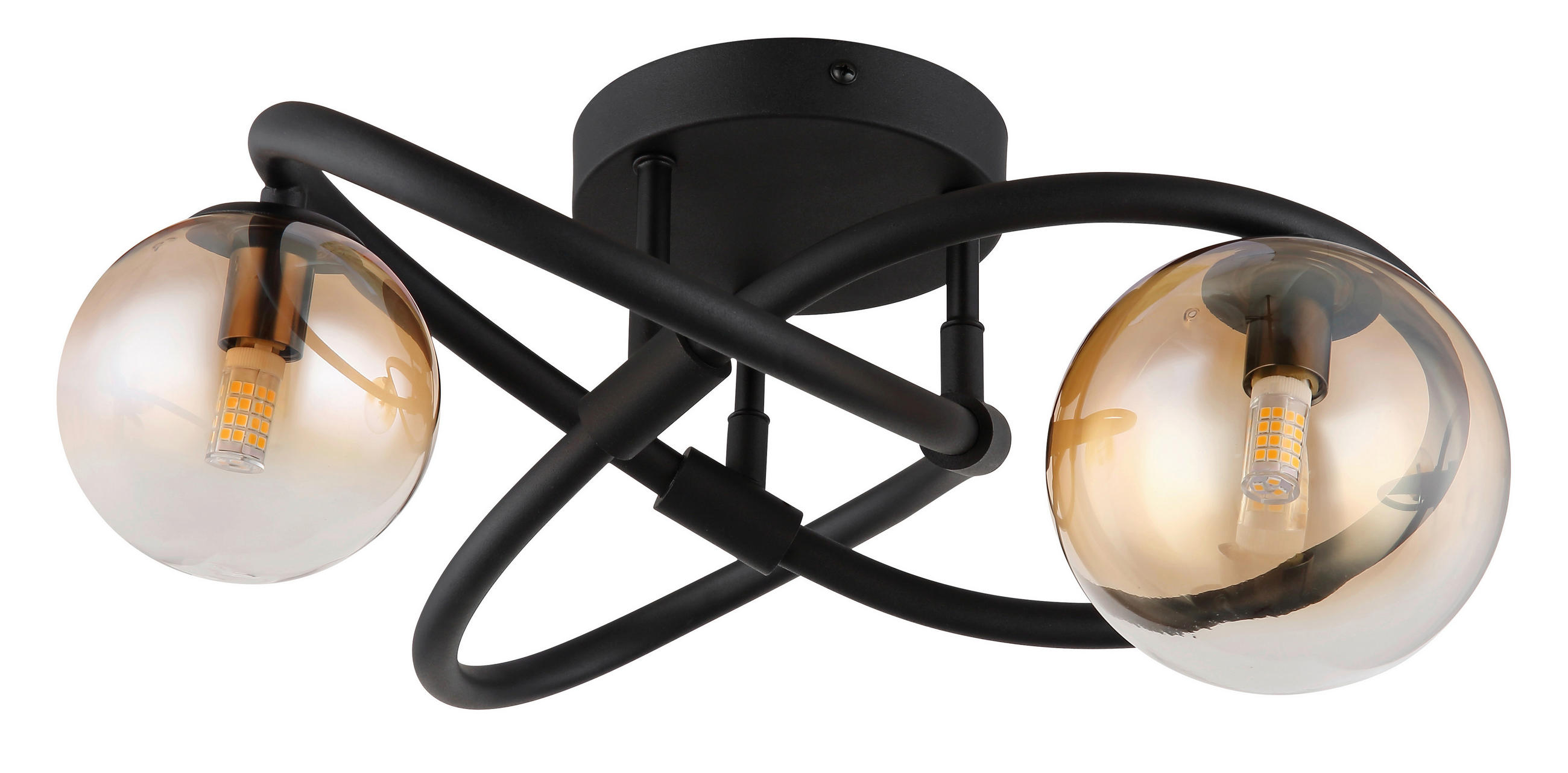 LED-DECKENLEUCHTE 41/20 cm   - Klar/Schwarz, Design, Glas/Metall (41/20cm) - Globo