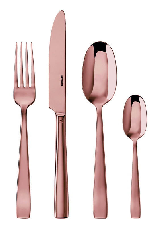 BESTECKSET Flat Kupfer 30-teilig Edelstahl  - Kupferfarben, Basics, Metall - Sambonet