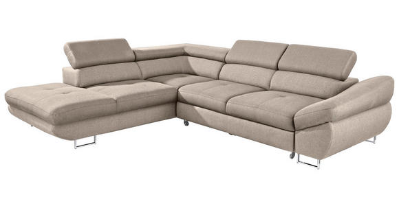 ECKSOFA Beige Webstoff  - Beige, Design, Textil/Metall (235/280cm) - Hom`in