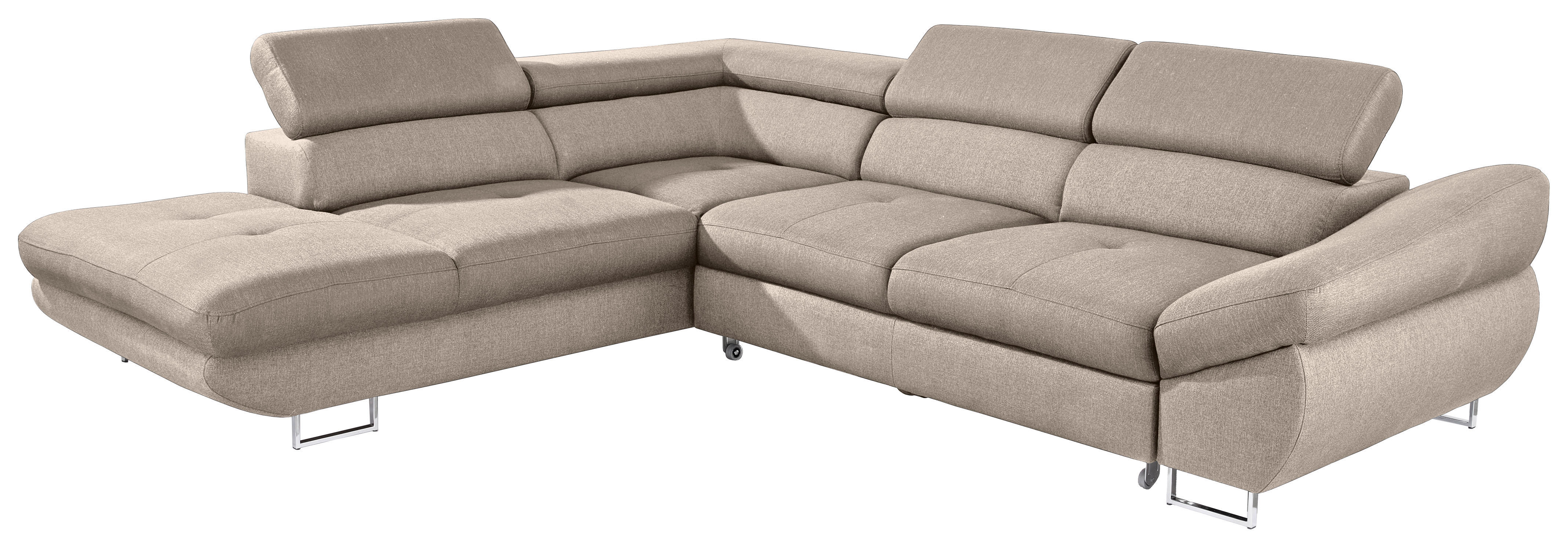 ECKSOFA in Webstoff Beige  - Beige, Design, Textil/Metall (235/280cm) - Hom`in