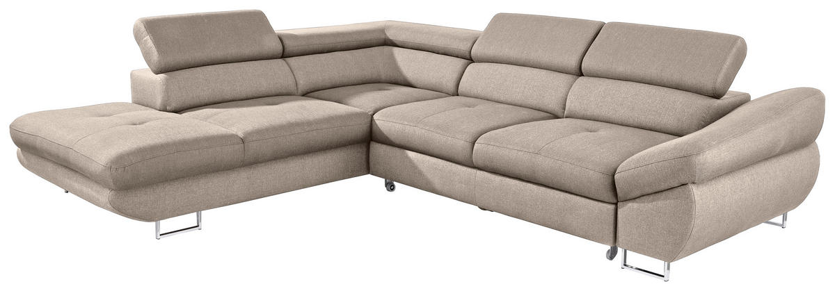 ECKSOFA in Webstoff Beige  - Beige, Design, Textil/Metall (235/280cm) - Hom`in