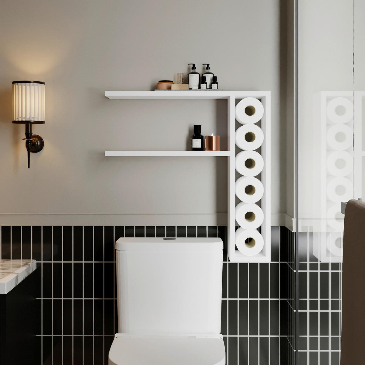 WANDREGAL 60/62/15 cm  - Weiß, Design, Holzwerkstoff (60/62/15cm) - Livetastic