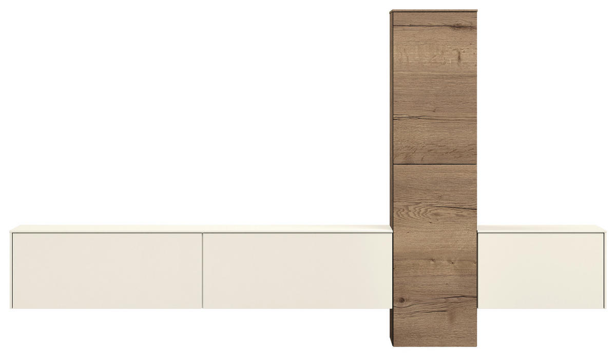 WOHNWAND  in Eichefarben, Magnolie  282/160/37 cm  - Eichefarben/Magnolie, Design, Holzwerkstoff (282/160/37cm) - Celina Home