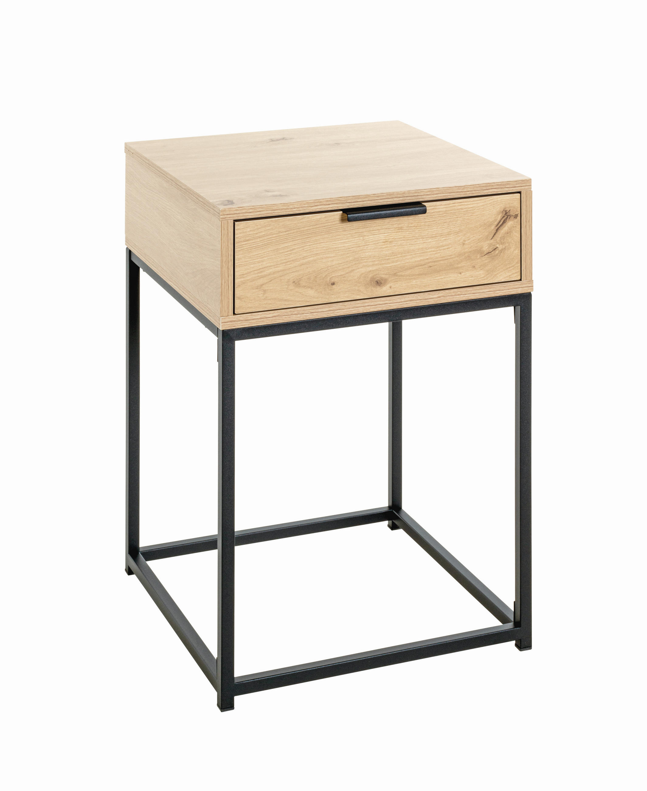 NACHTSCHRANK 40/60/40 cm  - Eichefarben/Schwarz, MODERN, Holzwerkstoff/Metall (40/60/40cm)