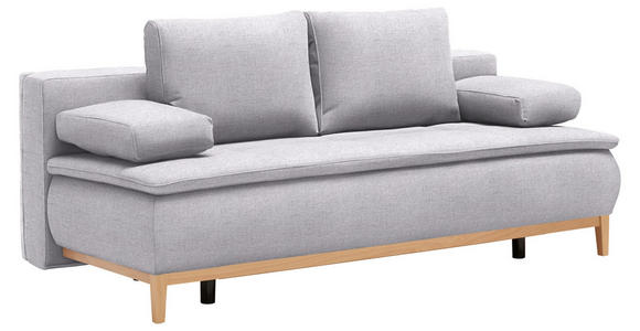 BOXSPRINGSOFA  in Webstoff Hellgrau  - Eichefarben/Beige, Design, Holz/Textil (202/78/93/100cm) - Venda