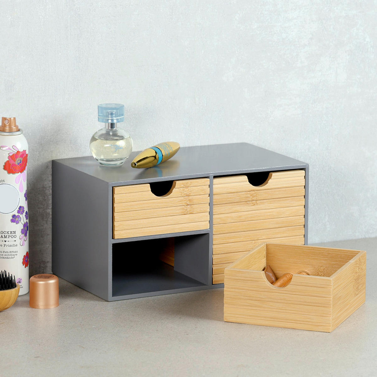 TISCHORGANIZER    27/16/14 cm  - Naturfarben/Grau, Basics, Naturmaterialien/Holzwerkstoff (27/16/14cm) - Kesper