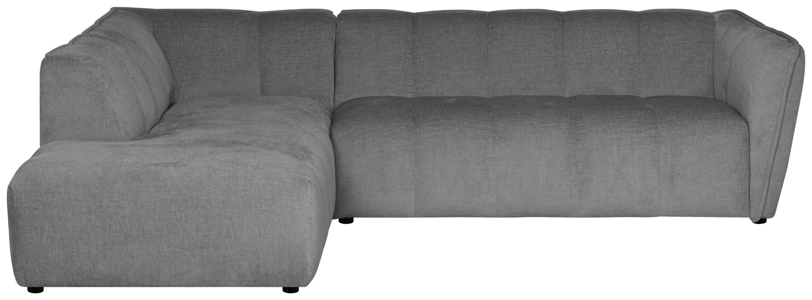 ECKSOFA LIVOLI in Chenille Hellgrau  218/260 cm  - Hellgrau/Schwarz, Design, Textil (218/260cm) - MID.YOU