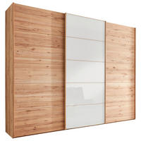 SCHWEBETÜRENSCHRANK 250/217/67 cm 3-türig Weiß, Buchefarben  - Buchefarben/Weiß, Natur, Glas/Holz (250/217/67cm) - Linea Natura