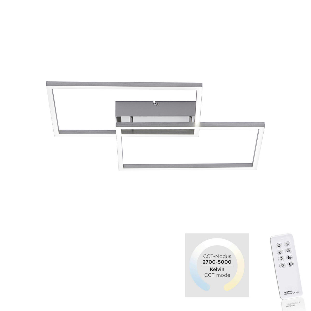 LED-DECKENLEUCHTE 50,4/42/7 cm   - Nickelfarben, Design, Kunststoff/Metall (50,4/42/7cm)