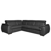 ECKSOFA  in Echtleder Schwarz  193/265 cm  - Wengefarben/Schwarz, Design, Leder/Holz (193/265cm) - Livetastic