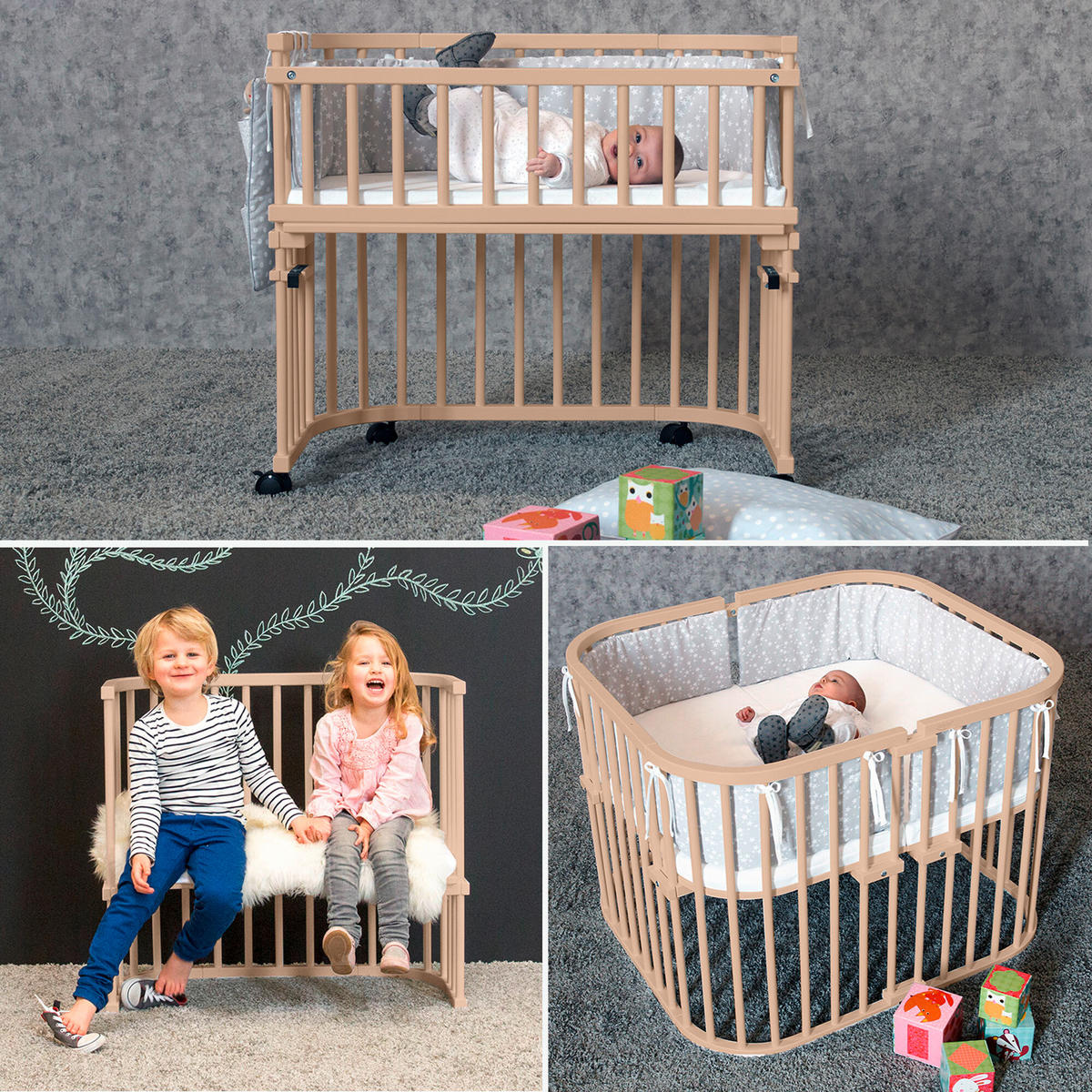 BEISTELLBETT 110/62/96,50 cm  - Beige, Basics, Holz (110/62/96,50cm) - Babybay