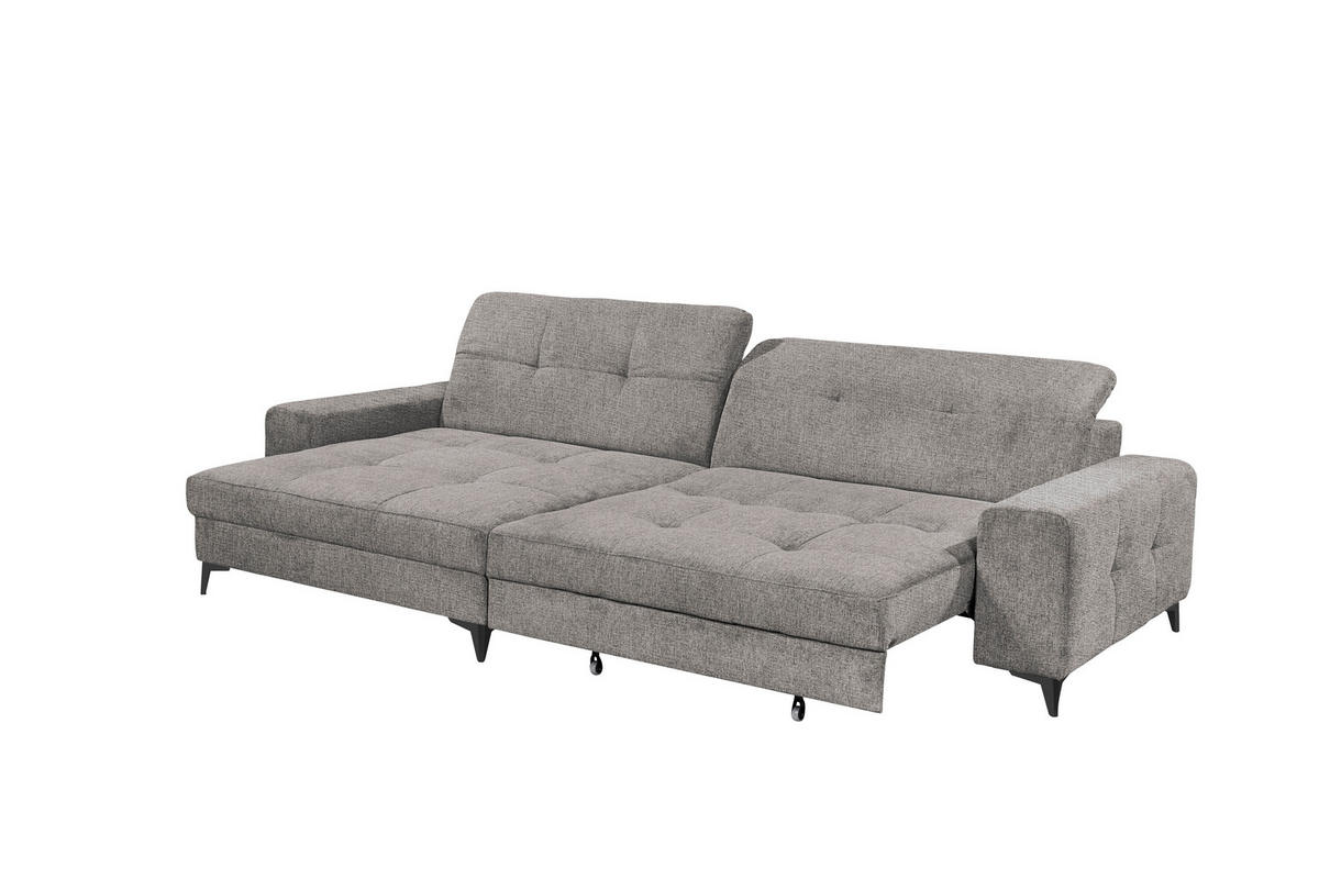 ECKSOFA Chenille Grau  - Schwarz/Grau, Design, Kunststoff/Textil (182/328cm) - MID.YOU