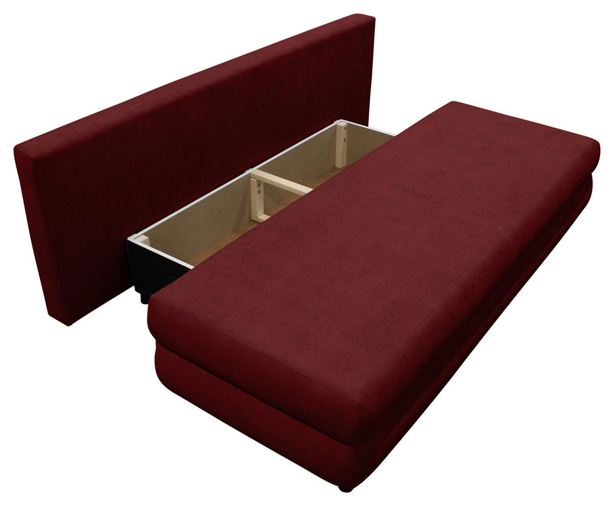 SCHLAFSOFA MELA in Chenille, Webstoff Bordeaux  - Bordeaux/Schwarz, Design, Kunststoff/Textil (206/87/88cm) - P & B