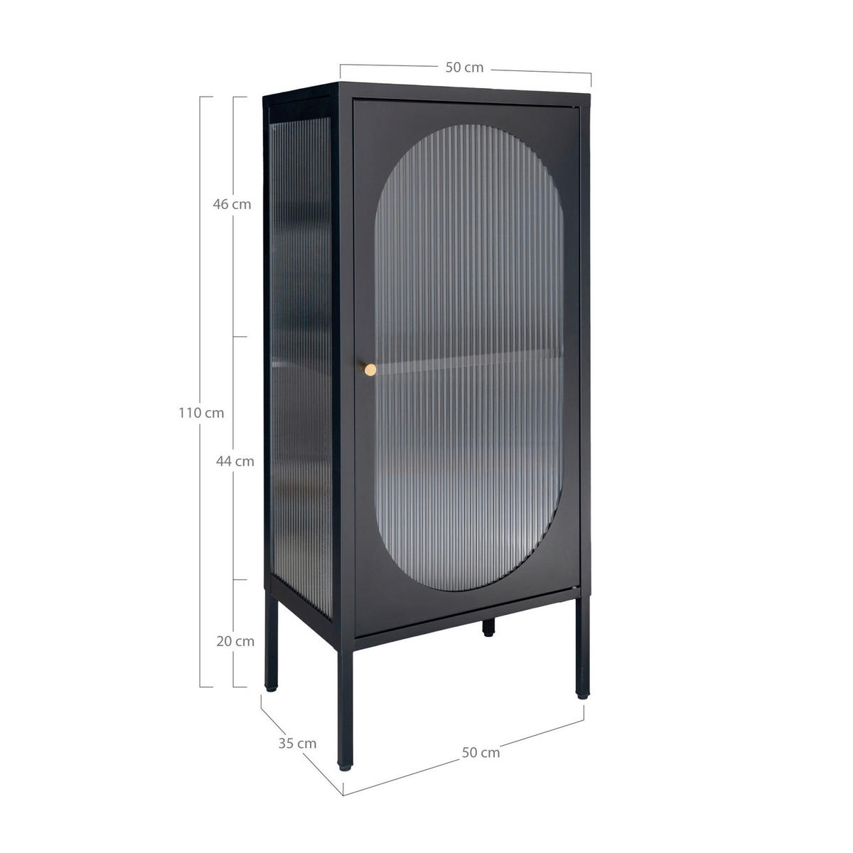 GARDEROBENSCHRANK ADELAIDE  in 50/110/50 cm  - Messingfarben/Schwarz, Design, Glas/Metall (50/110/50cm) - MID.YOU