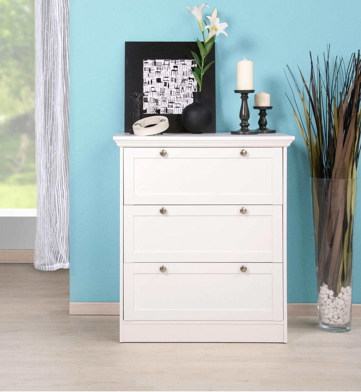 KOMODA  80/90/45 cm  bela  - bela/crna, Lajfstajl, metal/pločasti materijal (80/90/45cm) - Landscape