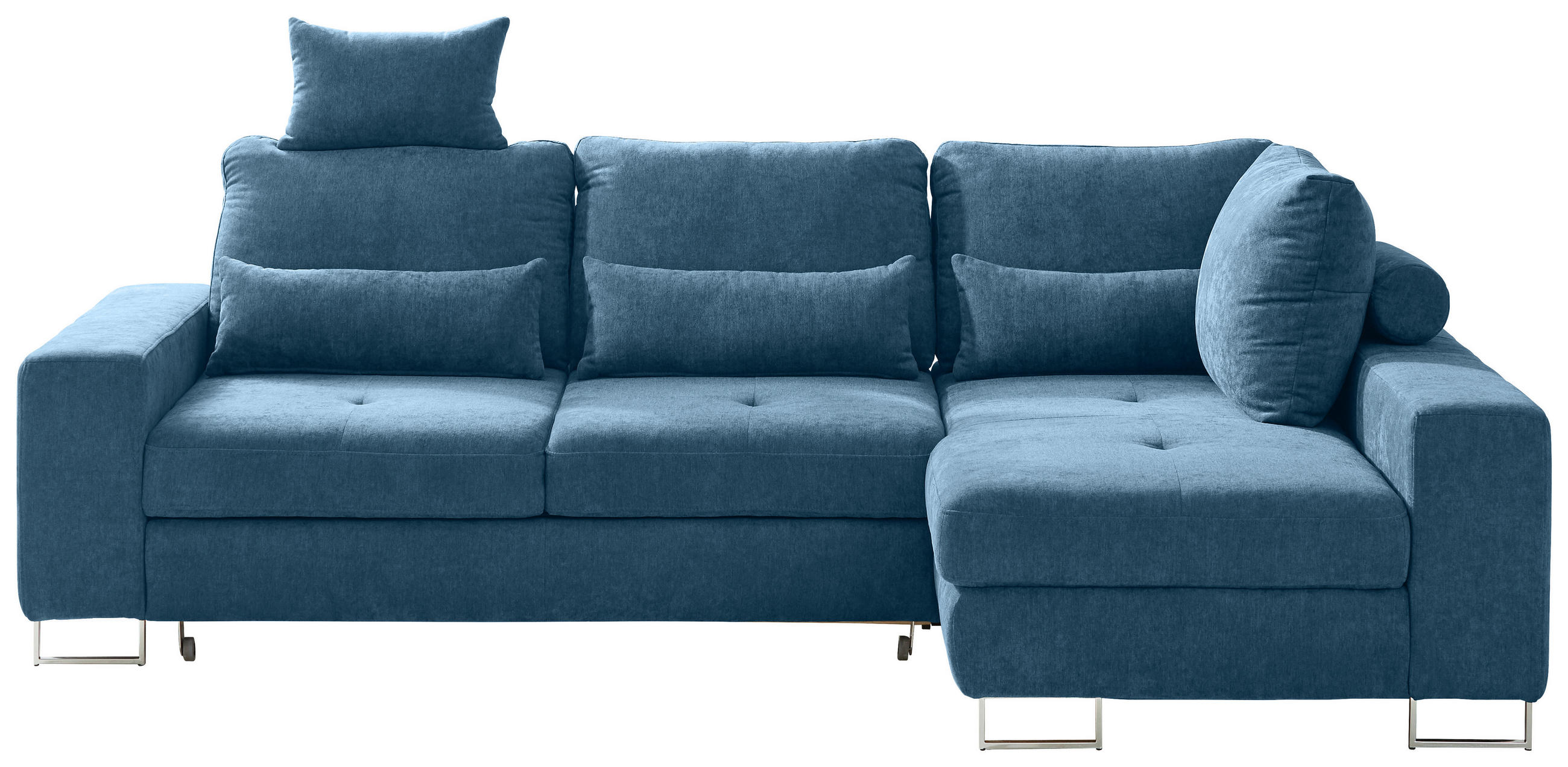 ECKSOFA in Flachgewebe Blau  - Blau, Design, Textil/Metall (260/188cm) - Hom`in
