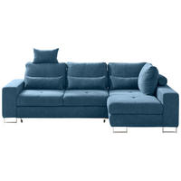 SEDEŽNA GARNITURA, gladka tkanina modra  - modra, Design, kovina/tekstil (260/188cm) - Hom`in