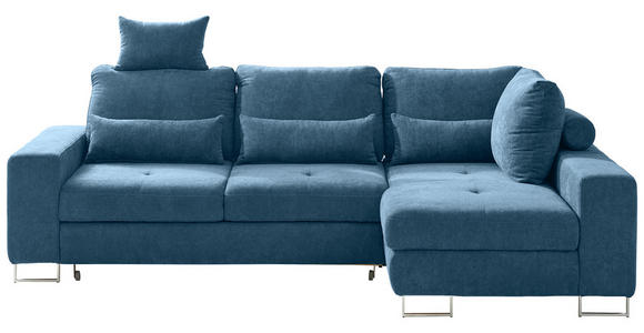 ECKSOFA in Flachgewebe Blau  - Blau, Design, Textil/Metall (260/188cm) - Hom`in