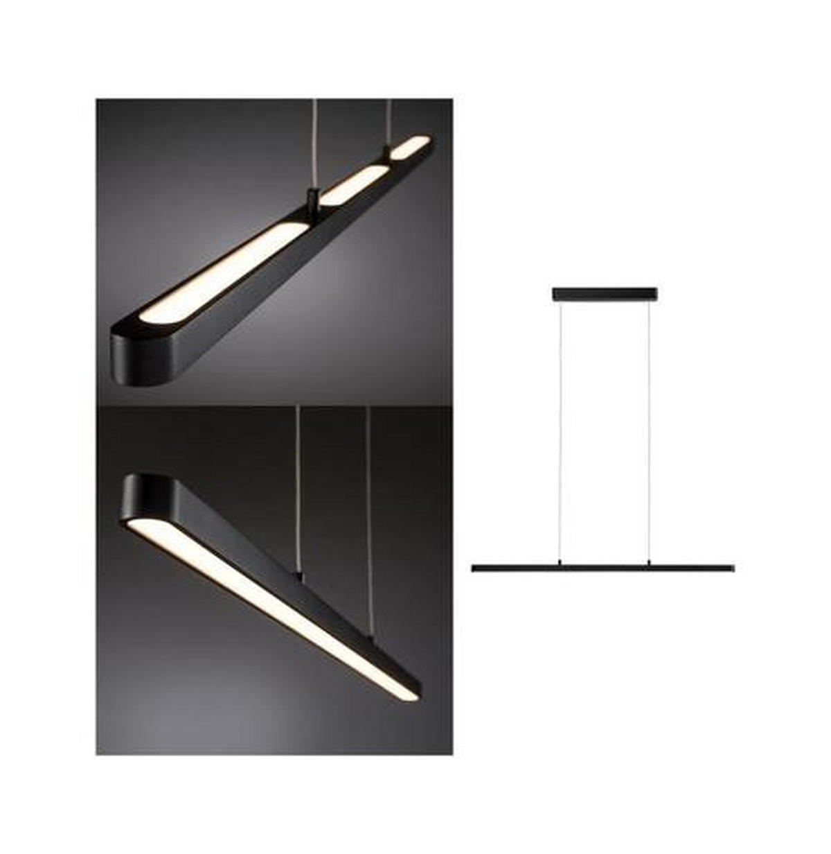 LED-HÄNGELEUCHTE LENTO 100/150 cm   - Schwarz, Design, Kunststoff/Metall (100/150cm) - Paulmann